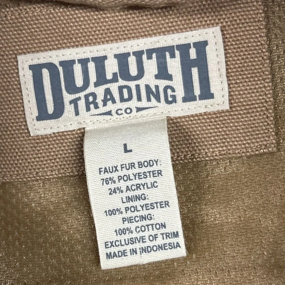 Duluth Burly Sherpa Jacket Men's Large Cream Faux Fur Heavyweight Full Zip